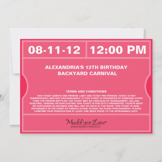 Roze geef één kaartenuitnodiging voor de Dag toe Kaart (Achterkant)