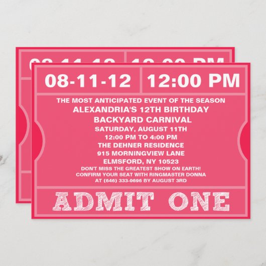 Roze geef één kaartenuitnodiging voor de Dag toe Kaart (Voorkant / Achterkant)