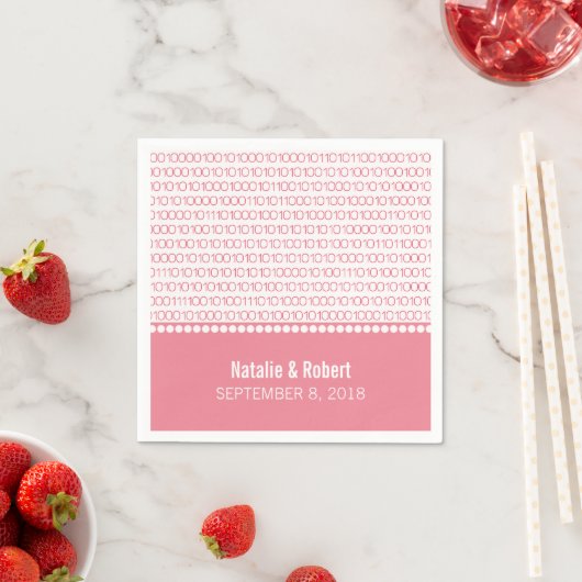 Roze geek Chic Binary Code Paper Napkins Servetten (Insitu)