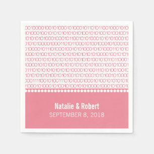 Roze geek Chic Binary Code Paper Napkins Servetten