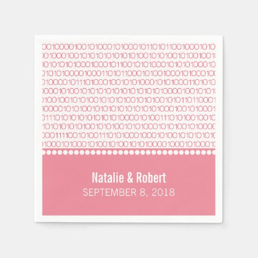 Roze geek Chic Binary Code Paper Napkins Servetten (Voorkant)