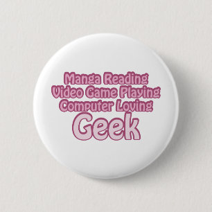 Roze Geek Ronde Button 5,7 Cm
