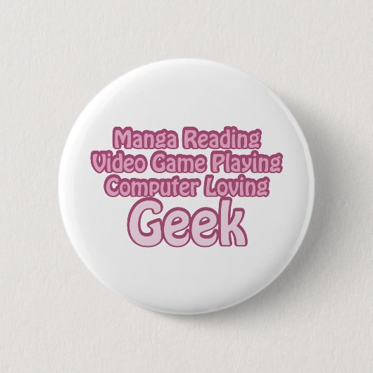 Roze Geek Ronde Button 5,7 Cm (Voorkant)