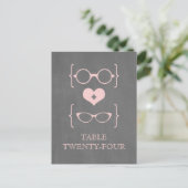 Roze geeky Glasses Chalkboard Table Briefkaart (Staand voorkant)