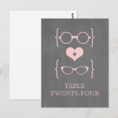 Roze geeky Glasses Chalkboard Table Briefkaart (Voorkant / Achterkant)