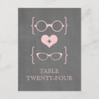 Roze geeky Glasses Chalkboard Table Briefkaart