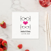 Roze Geeky Glasses Paper Napkins Servetten (Insitu)