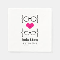 Roze Geeky Glasses Paper Napkins