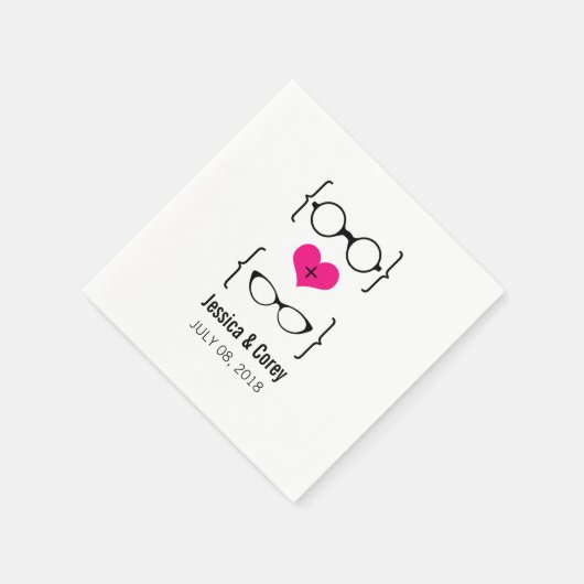 Roze Geeky Glasses Paper Napkins Servetten (Hoek)