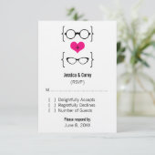 Roze Geeky Glasses Response Kaart (Staand voorkant)