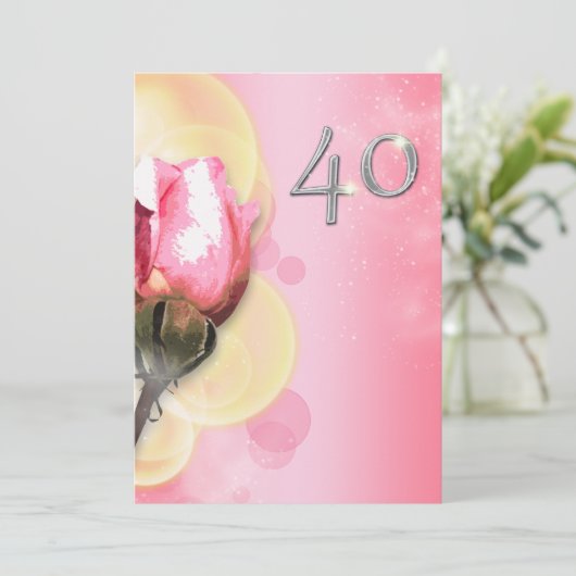 Roze geel 40e verjaardag met de flacon kaart (Staand voorkant)