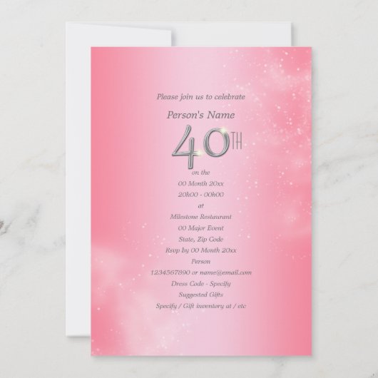 Roze geel 40e verjaardag met de flacon kaart (Achterkant)