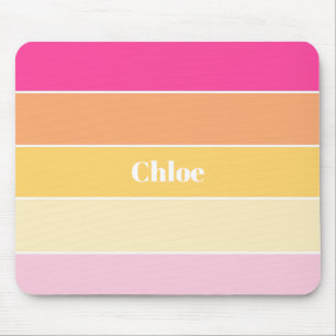 Roze Geel Aangepaste Zomer Kleurenblok Strepen Muismat