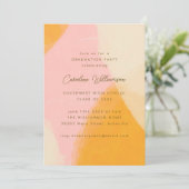 Roze Geel Abstract Waterverf Graduation Party Kaart (Staand voorkant)