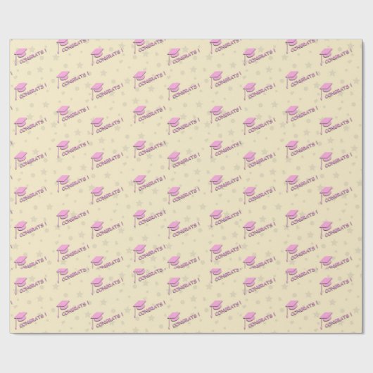 Roze geel Afstuderen voor haar middelbare school Cadeaupapier (Vlak)