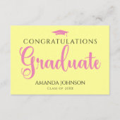 Roze Geel Afstuderen Woorden van Wijsheid Afstuder Informatiekaartje (Voorkant)