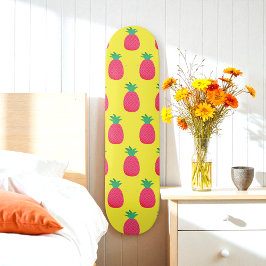 Roze Geel Ananas Tropisch Patroon Skateboard