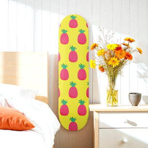 Roze Geel Ananas Tropisch Patroon Skateboard