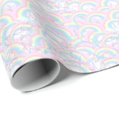 Roze Geel Aqua Regenbogen Sterren Cadeaupapier (Rol Hoek)