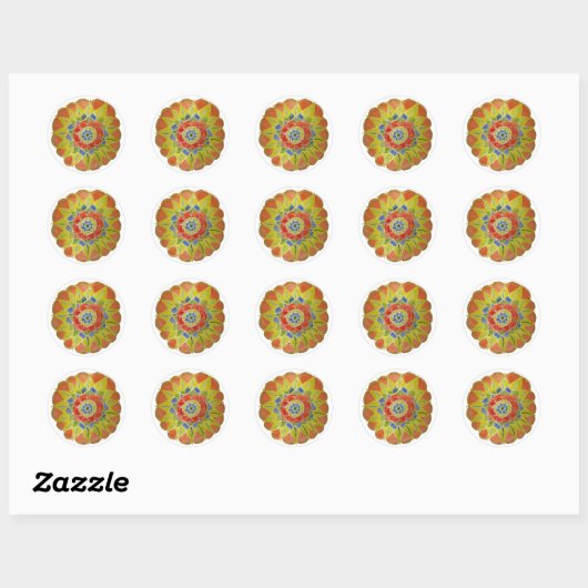 Roze geel Aquarelle Mandala Sticker (Vel)