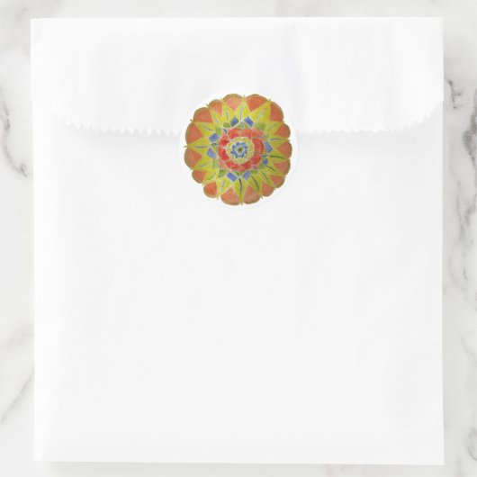 Roze geel Aquarelle Mandala Sticker (Tas)