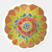 Roze geel Aquarelle Mandala Sticker (Voorkant)