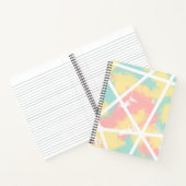 Roze, Geel, Blauw Abstract Verf met Witte Lijnen Notitieboek (Binnen)