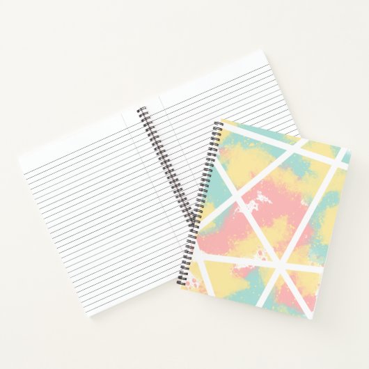 Roze, Geel, Blauw Abstract Verf met Witte Lijnen Notitieboek (Binnen)