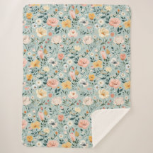 Roze Geel Blauw Aquarel Bloemig Cottage Core