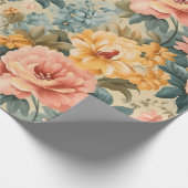  Roze Geel Blauw Bloemen Cadeaupapier (Hoek)