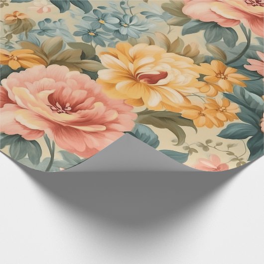  Roze Geel Blauw Bloemen Cadeaupapier (Hoek)