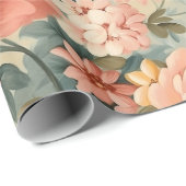  Roze Geel Blauw Bloemen Cadeaupapier (Rol Hoek)