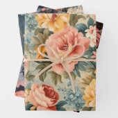 Roze Geel Blauw Bloemen Inpakpapier Vel (In situ)