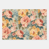 Roze Geel Blauw Bloemen Inpakpapier Vel (Voorkant)