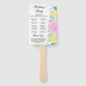 Roze Geel Blauw Bloemen Trouwprogramma Handwaaier (Achterkant)