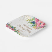 Roze Geel Blauw Bloemen Verjaardag Papieren Bordje (Gebogen)