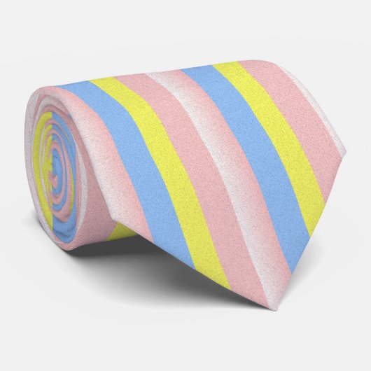 Roze Geel Blauw Gestreept Stropdas (Opgerold)