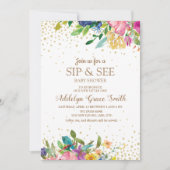 Roze, geel, blauw, goudbruin, glitter kaart (Voorkant)