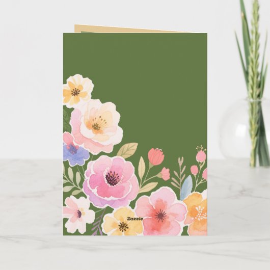 Roze Geel Blauw Groene Bloemen Zusje Verjaardag Kaart (Achterkant)