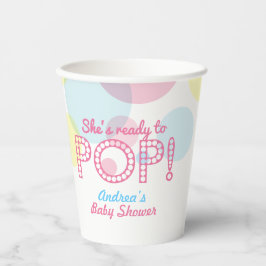 Roze Geel Blauw Klaar voor Pop Baby shower Papieren Bekers