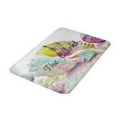 Roze geel blauw kruipachtig schilderij waterverf badmat (Gekanteld)