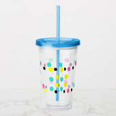 Roze Geel Blauw Polka Dots Acryl Drinkbeker (Rechts)