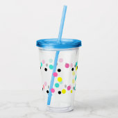 Roze Geel Blauw Polka Dots Acryl Drinkbeker (Achterkant)