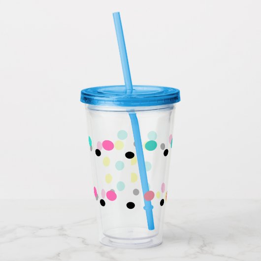 Roze Geel Blauw Polka Dots Acryl Drinkbeker (Links)