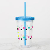 Roze Geel Blauw Polka Dots Acryl Drinkbeker (Voorkant)