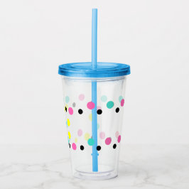 Roze Geel Blauw Polka Dots Acryl Drinkbeker