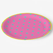Roze Geel Blauw Polka Dots Papieren Bordje (Gekanteld)