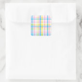 Roze geel blauw tartan patroon accessoires trendy vierkante sticker (Tas)
