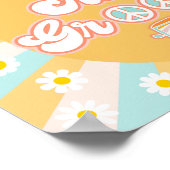 Roze Geel Blauw Twee Groovy Retro Girls Bedroom Poster (Hoek)