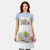 Roze, geel, blauw, waterverf Schort (Gedragen)
